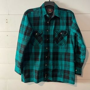 BNWOT teal and black plaid button down jacket size medium